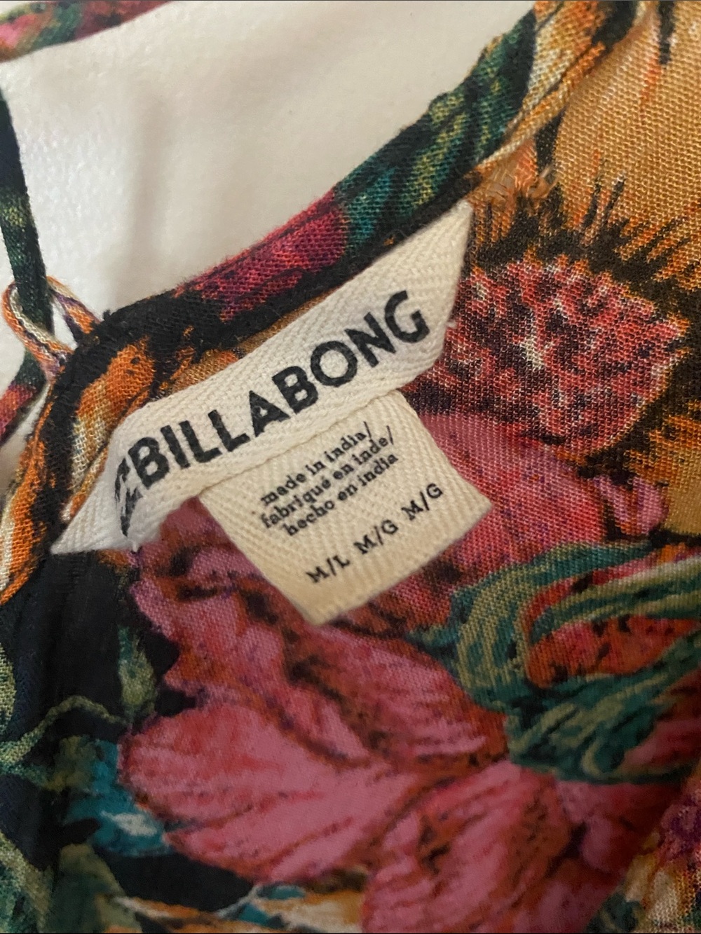 Billabong Floral Print Kimono - Pink, Green, Yellow, Orange, Black - Picture 3 of 4